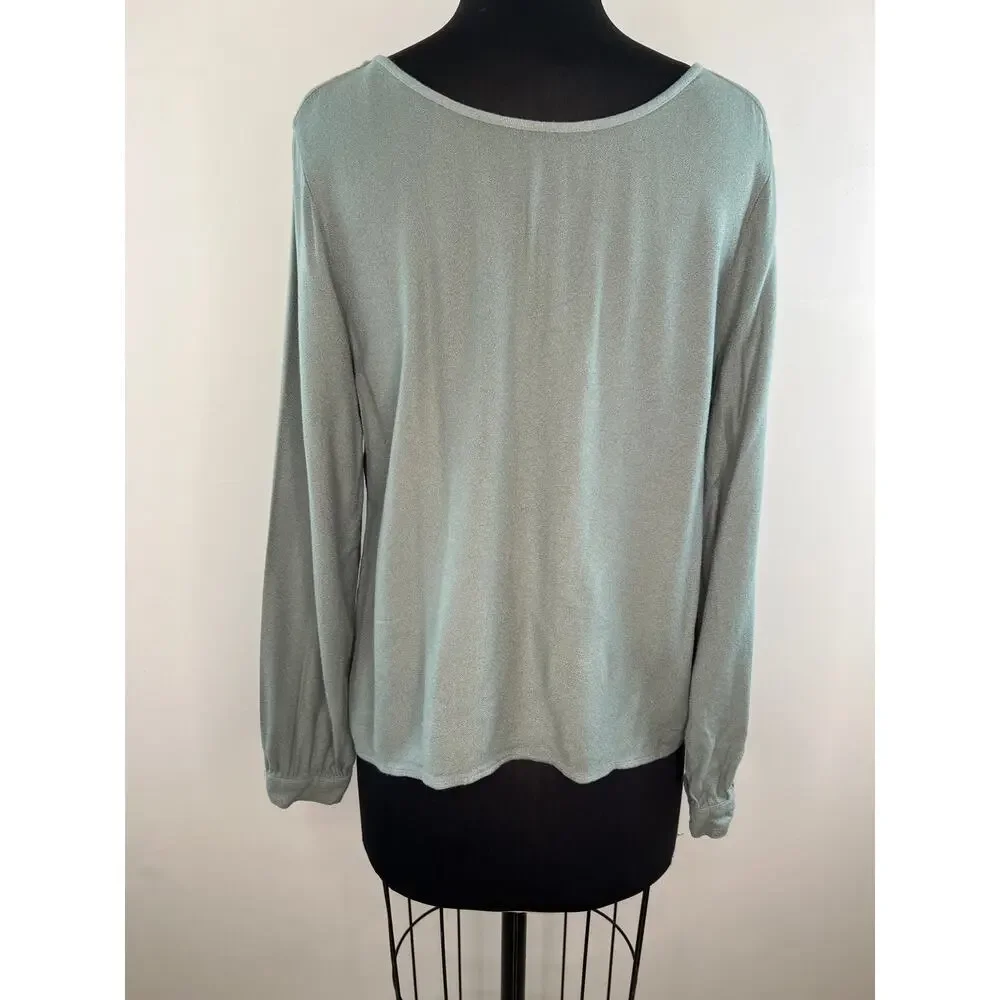 Cloth & Stone Light Green Back Button Down Long Sleeve Shirt Top Blouse M Medium